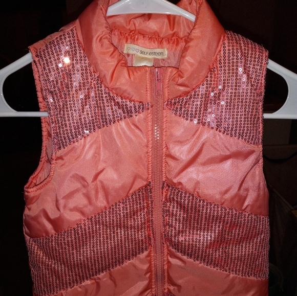 Girls Size 7-8 Pink Bling Zip-Up Vest Jacket - Picture 1 of 6